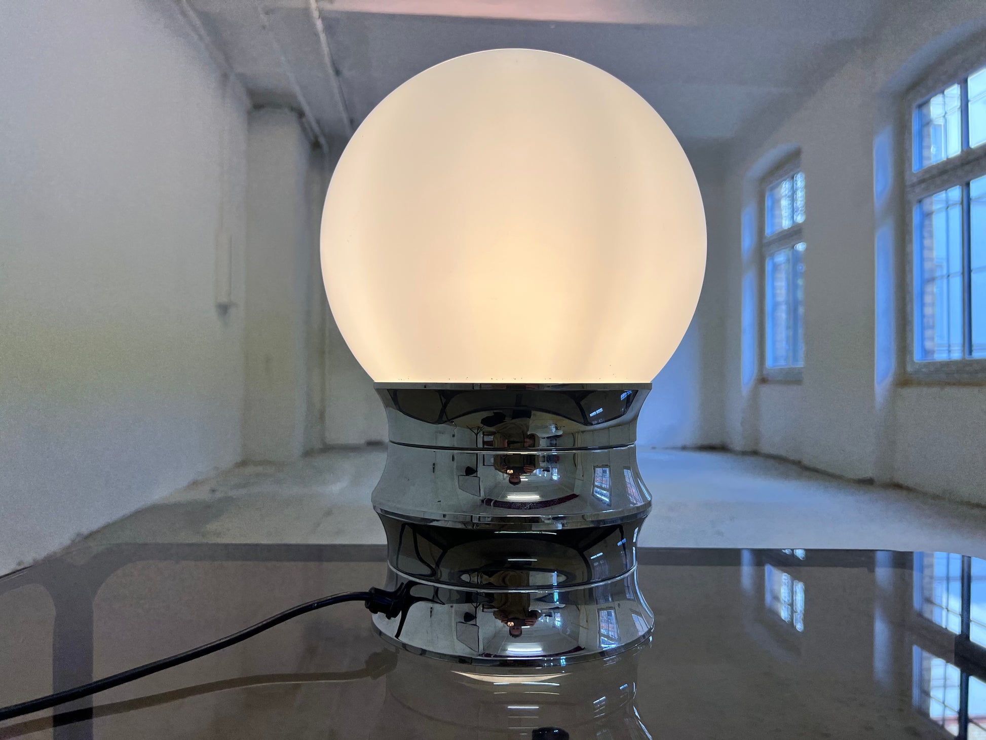 Tischlampe Chrom Opalglas VEB NARVA