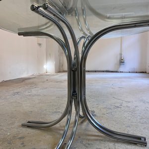 Runder Esstisch ∅ 110 cm Glas & Chrom von Gastone Rinaldi