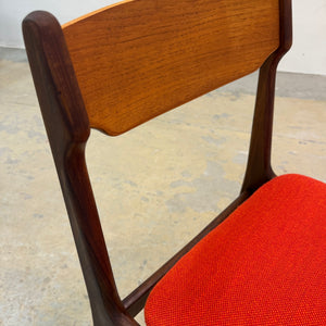 Polsterstuhl Teak orange neu gepolstert von Erik Buch