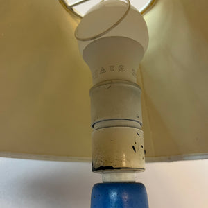 Tischlampe blau braun Keramik mit Stoffschirm