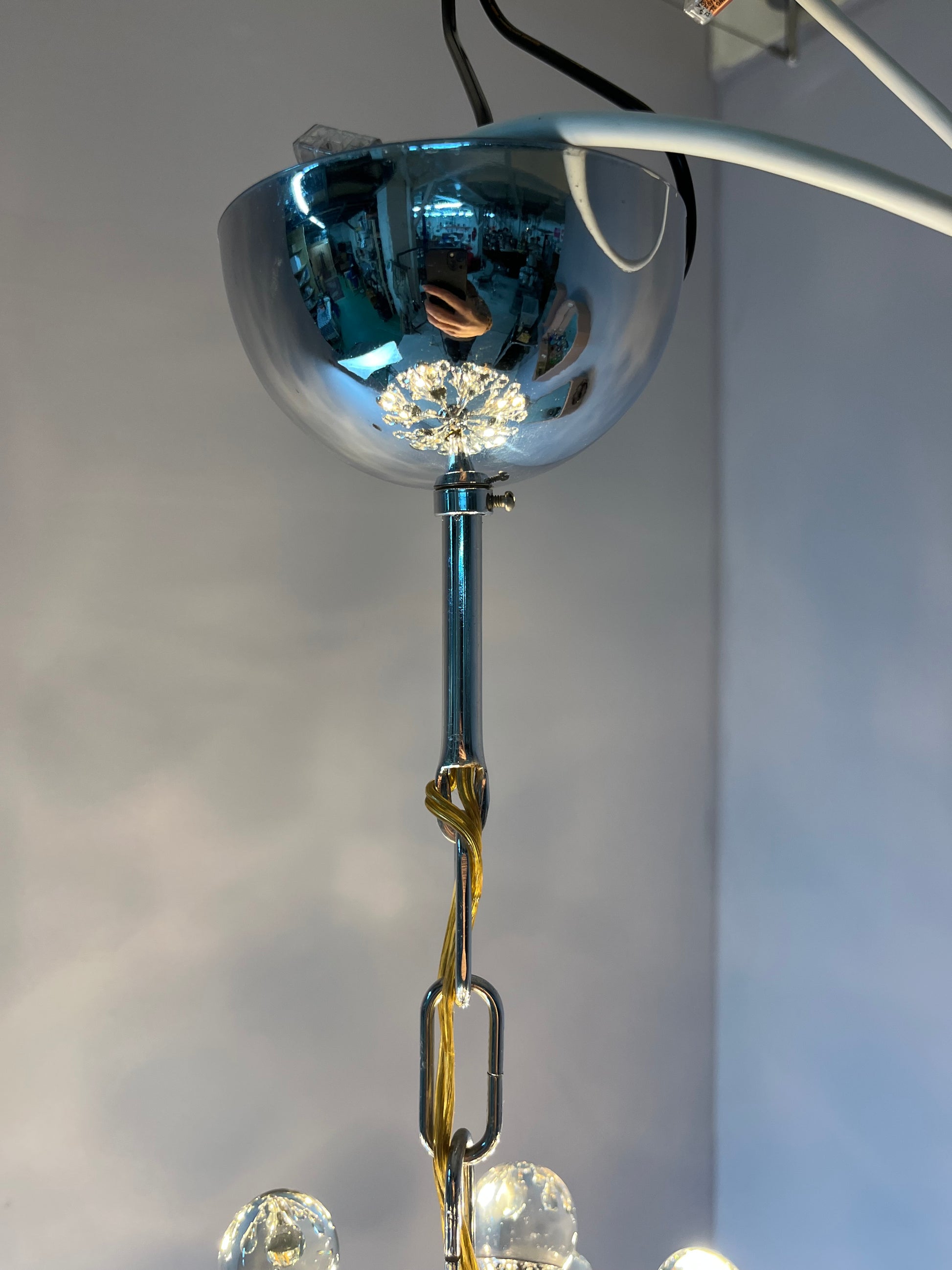 Sputnik Kronleuchter Chrom Glas aus Italien