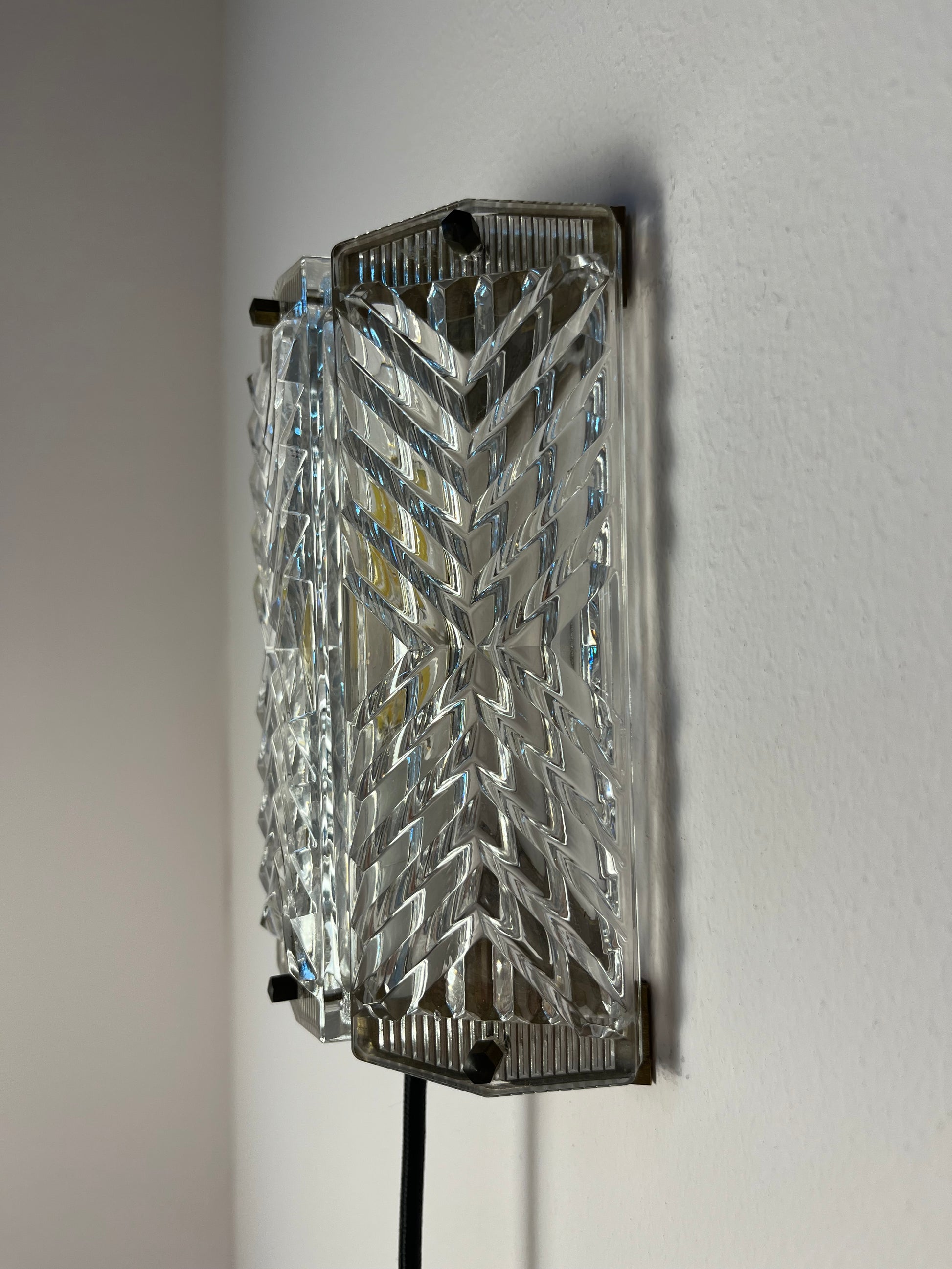 Wandlampe Messing & Glas von Wiktor Berndt für Flygsfors