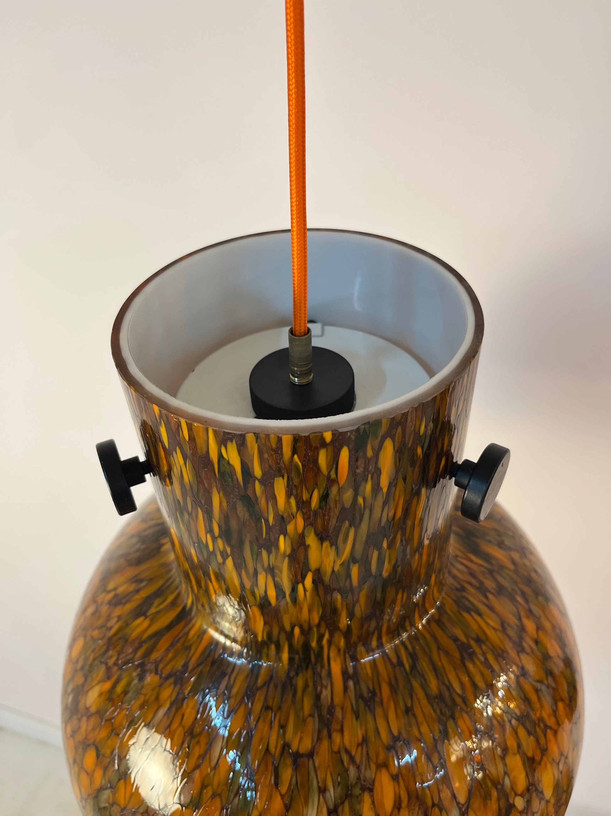 Hängelampe orange Millefioriglas von Peill & Putzler