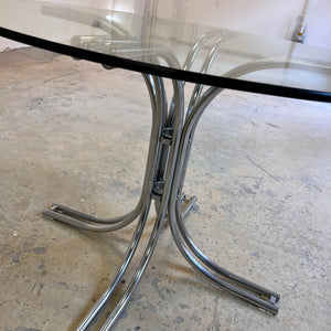 Runder Esstisch ∅ 110 cm Glas & Chrom von Gastone Rinaldi