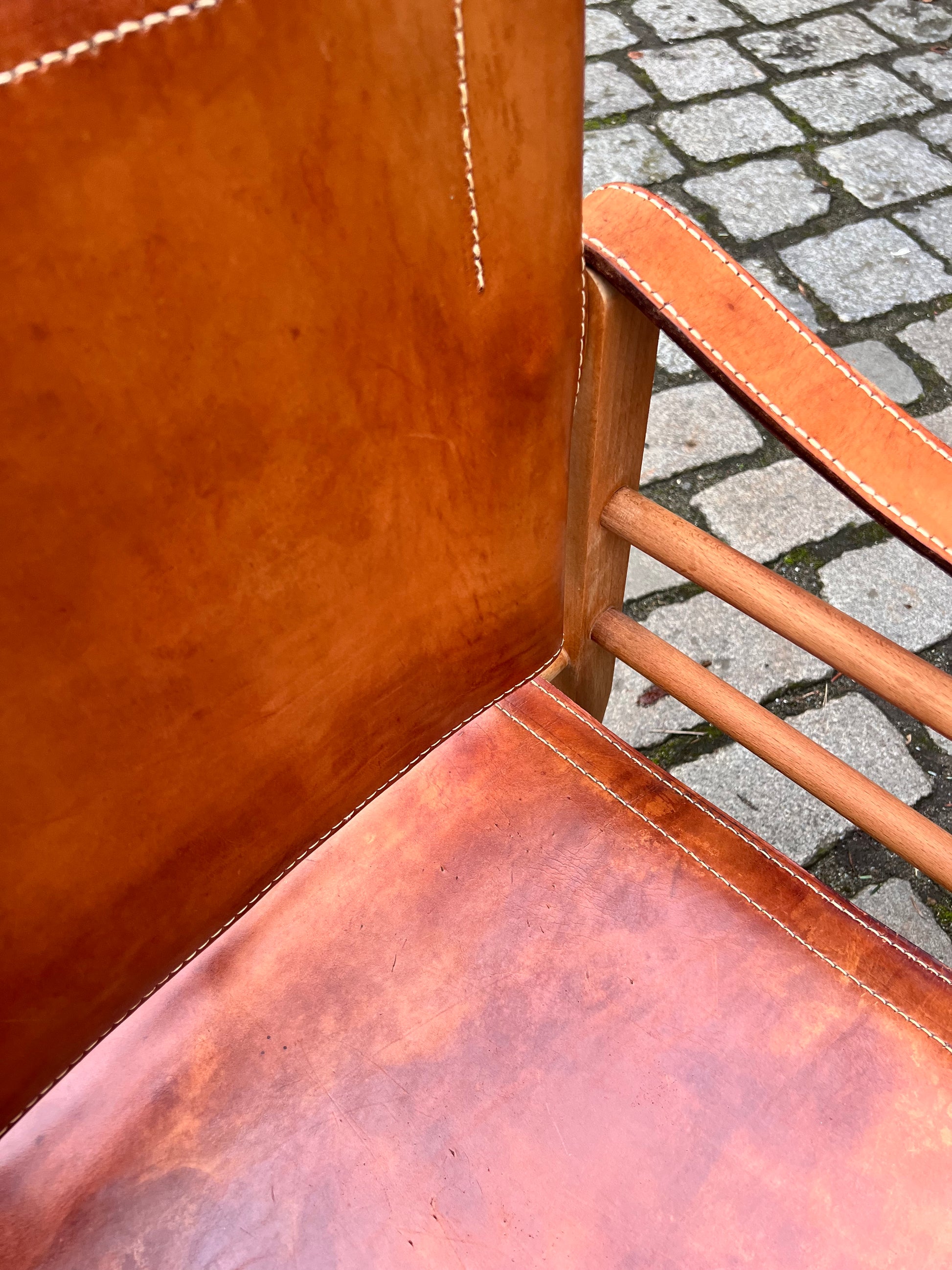 Safari-Sessel mit cognacfarbenem Lederbezug von Aage Bruun & Søn