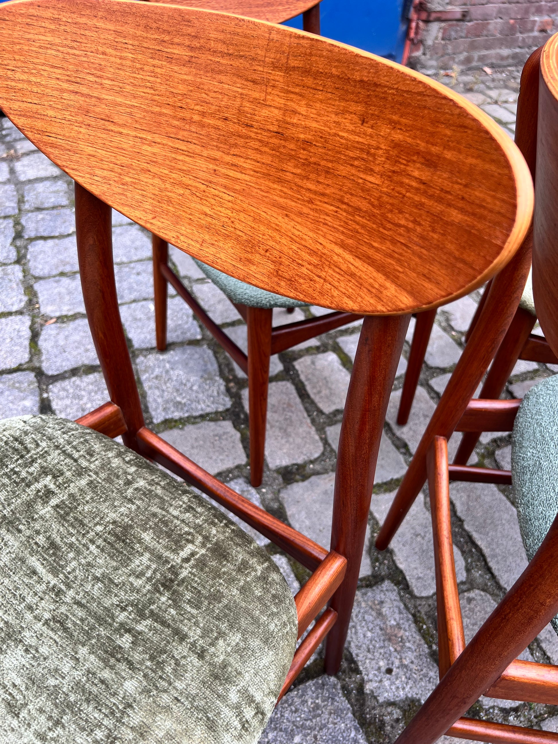 Set: 4x Esszimmerstuhl grün Teak