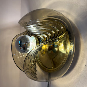Kleine Wandlampe Futura Rauchglas Messing von Koch & Lowy für Peill & Putzler