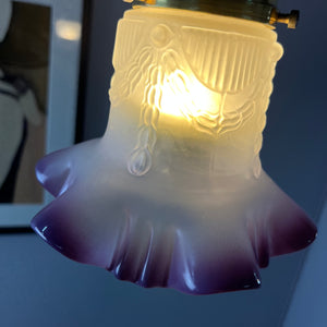 Hängelampe Blume lila Glas Messing