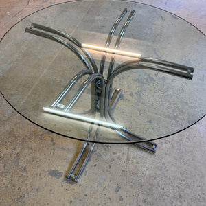 Runder Esstisch ∅ 110 cm Glas & Chrom von Gastone Rinaldi