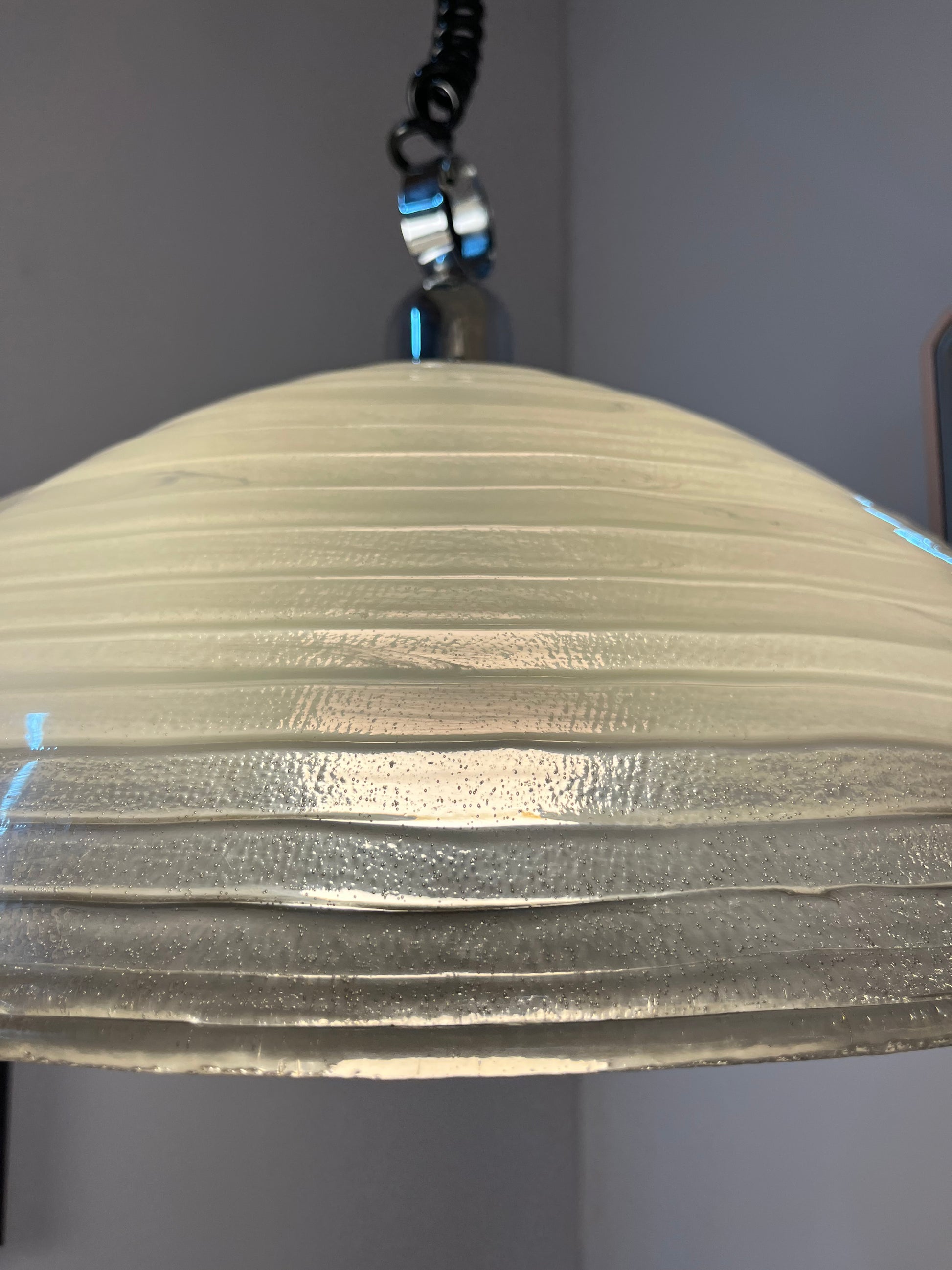 Hängelampe weiß grau Chrom handgearbeitet von Cristallux