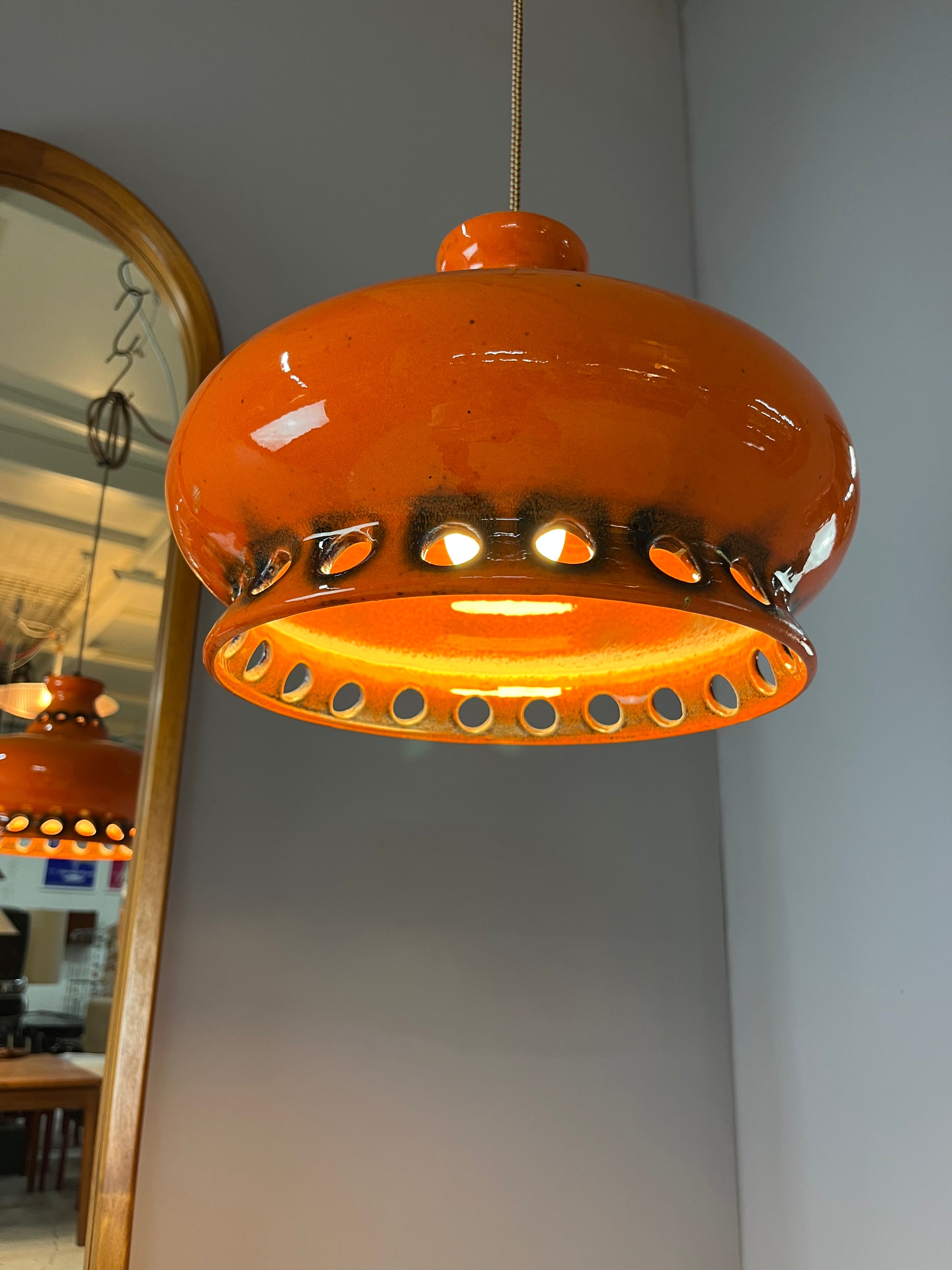 Keramiklampe orange aus Westdeutschland