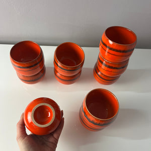 Bowle-Set: 10 Becher und 1 Terrine orange Keramik