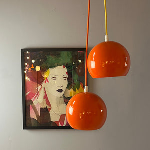 Kugellampe neu lackiert orange aus Dänemark