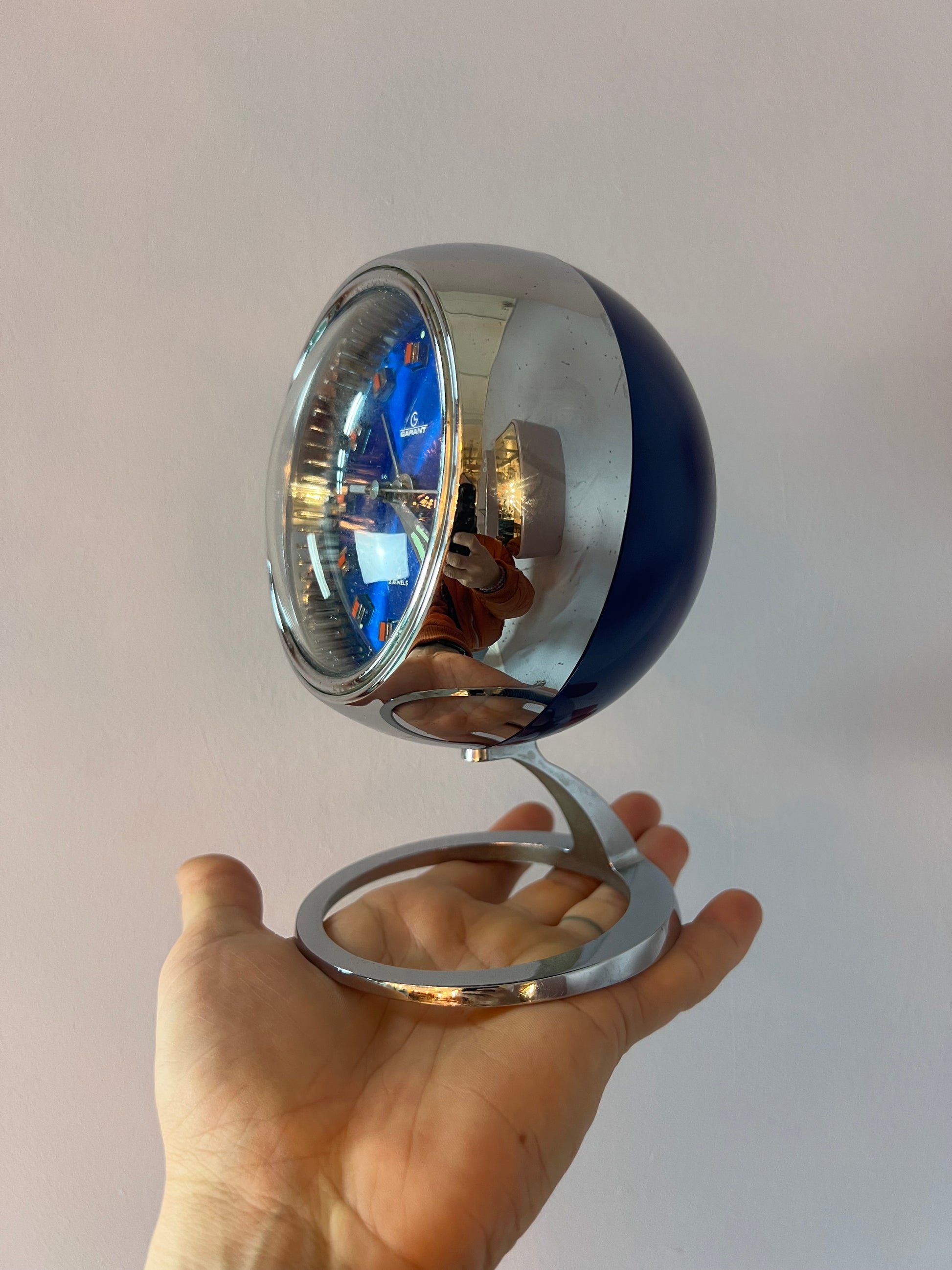 Wecker "2 Jewels" blau silber von Garant 70er Jahre