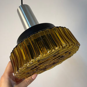 Hängelampe braun Glas Metall