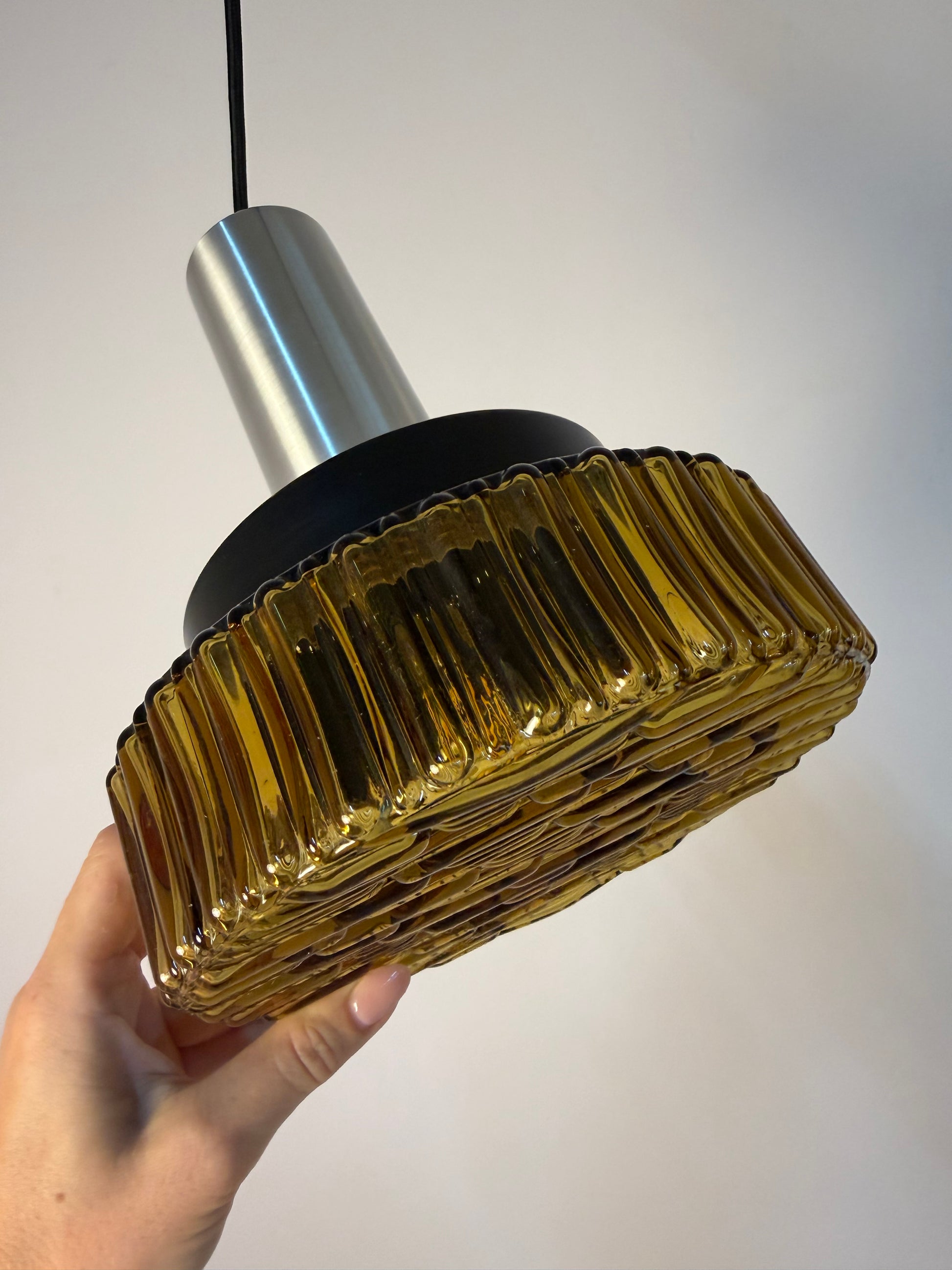 Hängelampe braun Glas Metall