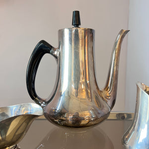 Set: Kanne, Zuckerdose, Milchkännchen & Sauciere Teile EPNS versilbert von Hans Bunde für COHR Denmark