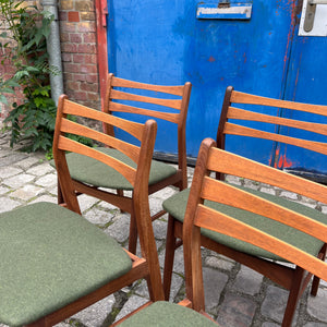 Set: 6x Esszimmerstuhl grün Teak neu gepolstert