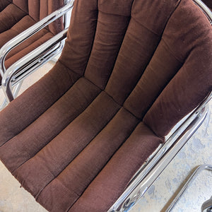 Freischwinger Chrom mit braunem Sitzkissen von Gastone Rinaldi für Rima