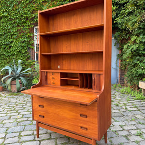 Bücherregal Teak mit Sekretär von Johannes Sorth für Nexø