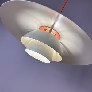 Lamellenlampe PH4 weiß orange von Poul Henningsen für Louis Poulsen