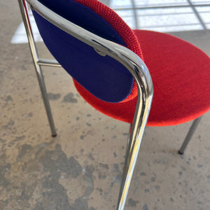Polsterstuhl orange blau Chrom neu bezogen