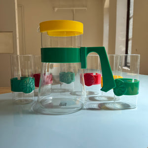 Set: Karaffe und 6 Gläser von Schott Jena 70er
