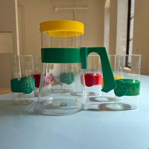Set: Karaffe und 6 Gläser von Schott Jena 70er