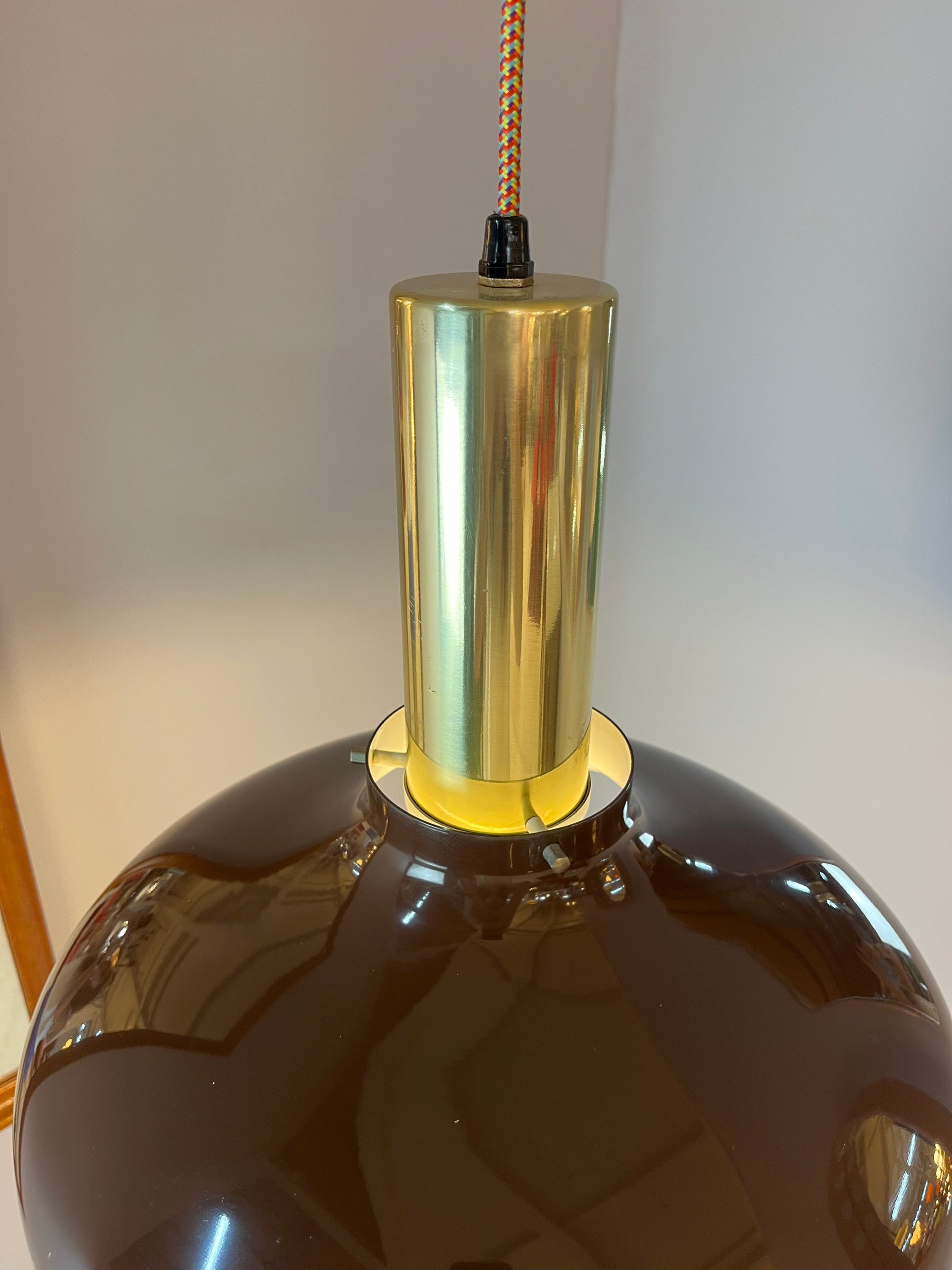 Hängelampe braun Messing aus Dänemark