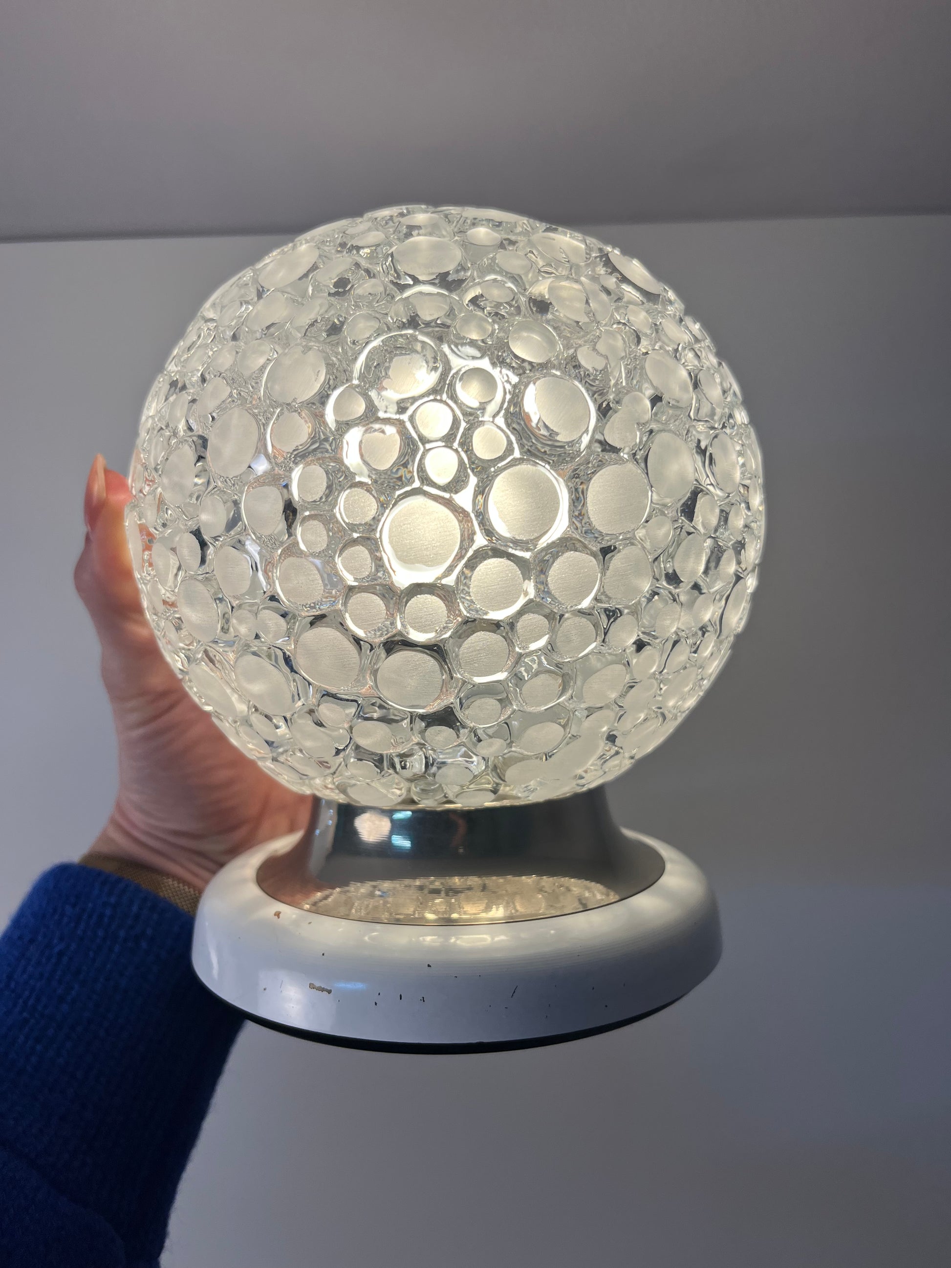Kugel-Tischlampe weiß Strukturglas