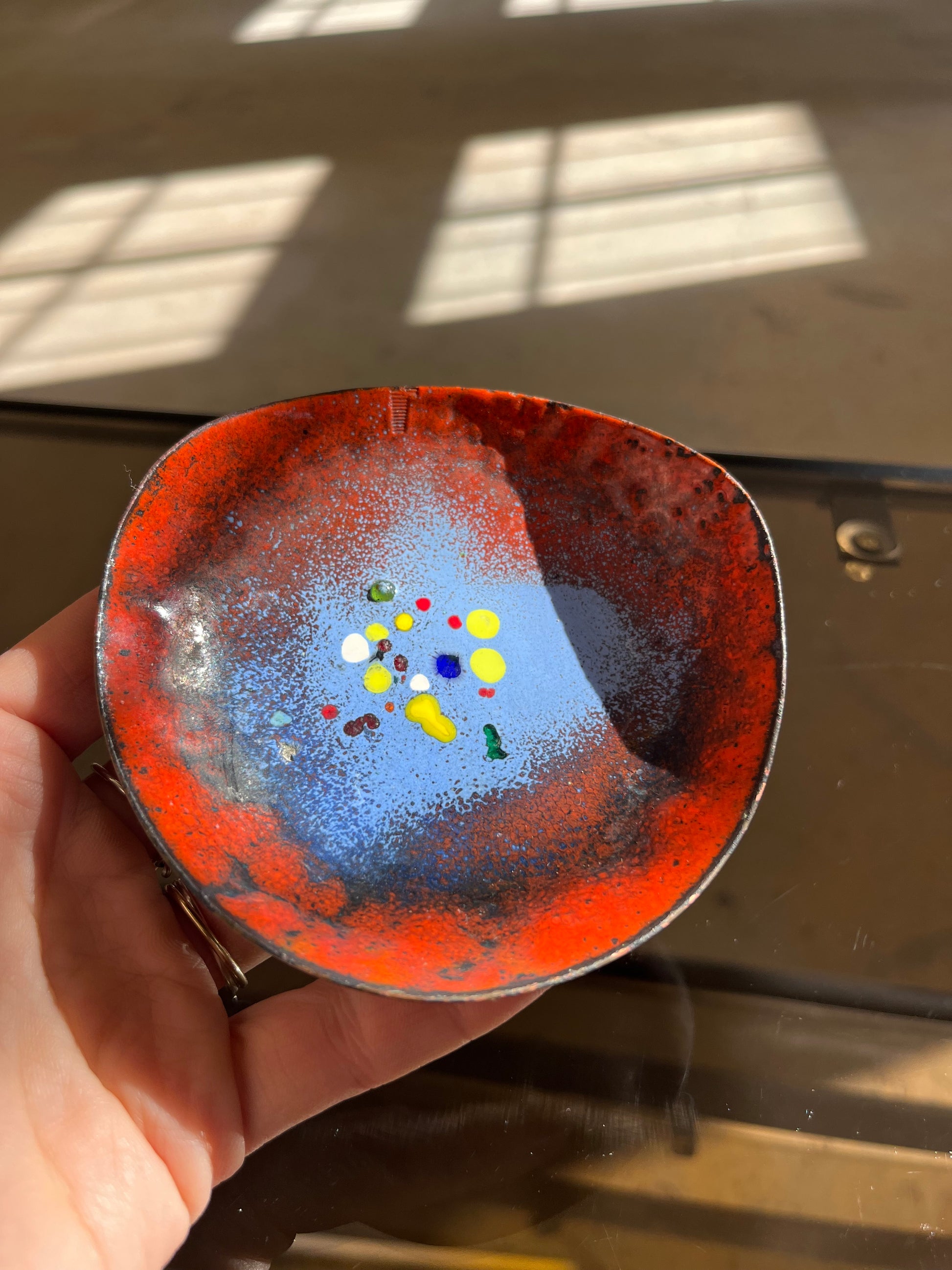 Mini Schale rot blau Emaille