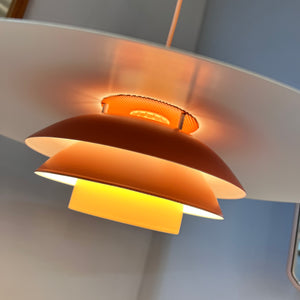 Lamellenlampe neu lackiert orange rot aus Dänemark