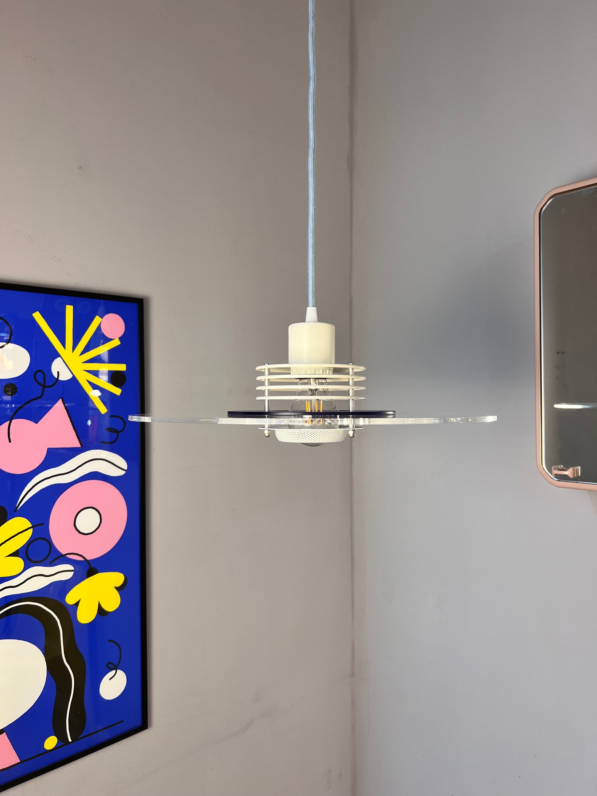 Lamellenlampe „Astra“ blau Plexiglas aus Dänemark