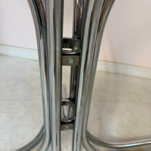 Runder Esstisch Chrom & Rauchglas