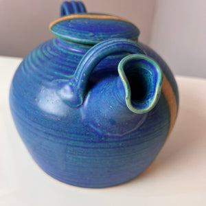 Teekanne blau Keramik aus Dänemark