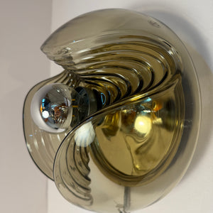Kleine Wandlampe Futura Rauchglas Messing von Koch & Lowy für Peill & Putzler