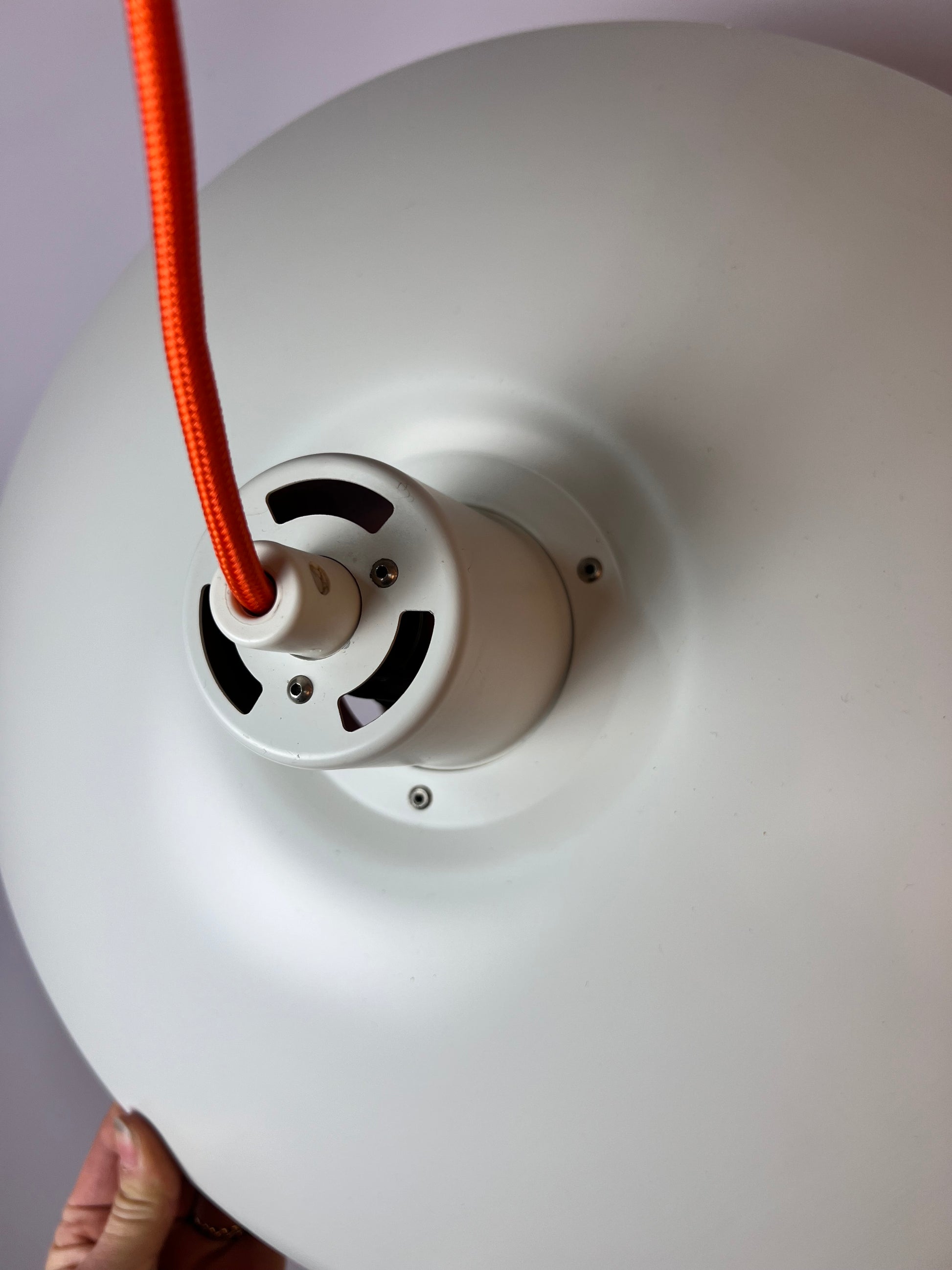 Lamellenlampe PH4 weiß orange von Poul Henningsen für Louis Poulsen