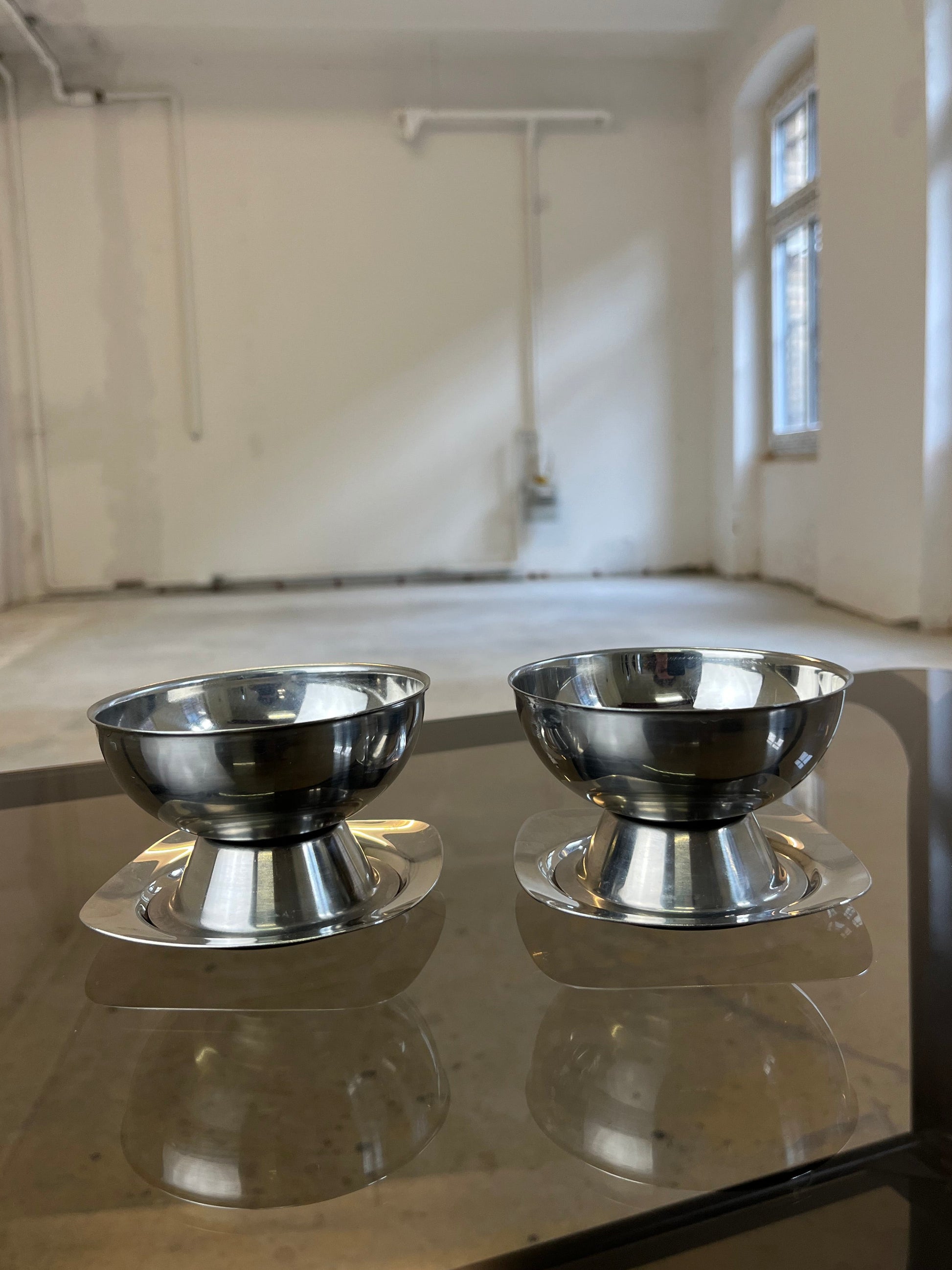 Set: 2x Eisschale mit Untersetzer Cromargan von WMF