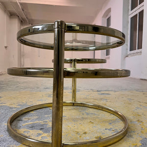 Runder Couchtisch Messing Glas mit drehbaren Tischplatten