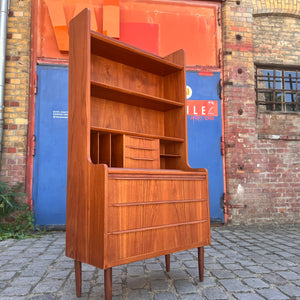 Bücherregal Teak mit Sekretär & Ausziehplatte aus Dänemark