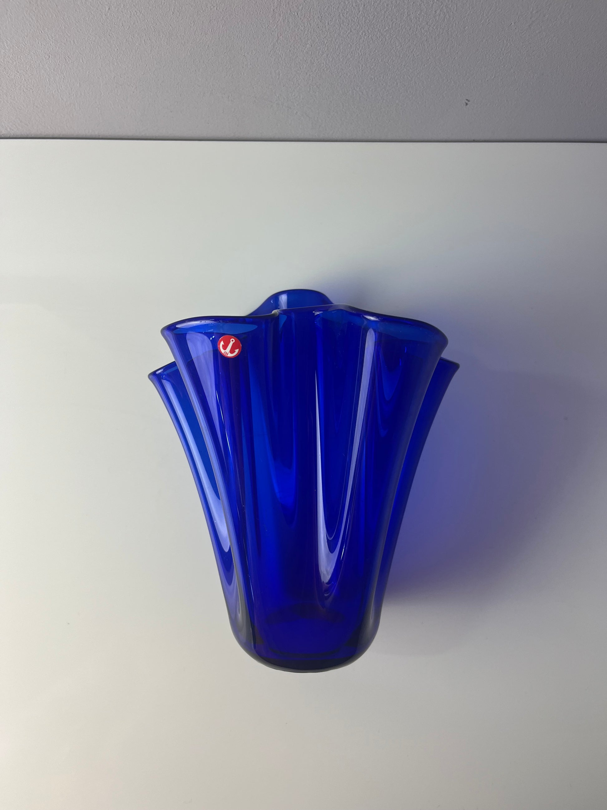 Vase Fazoletto blau Glas von Ancher Iversen