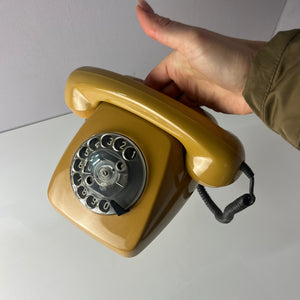 Telefon FeTap 611-2a gelb mit Wählscheibe und Kabel