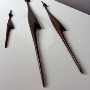 Set: Kranich Trio Teak Wandschmuck
