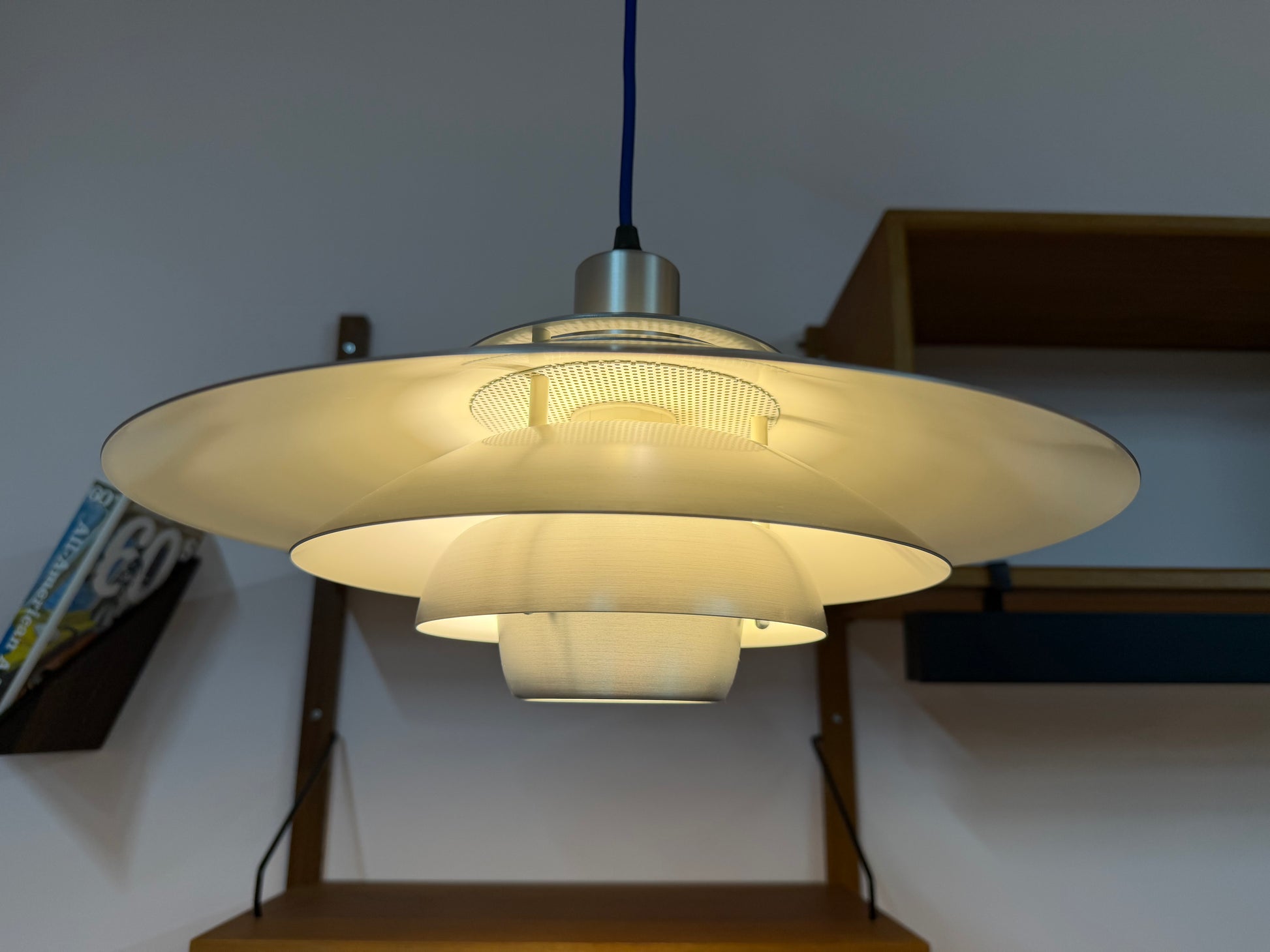 Lamellenlampe Modell Dania 2040 silber von Kurt Wiborg für JEKA