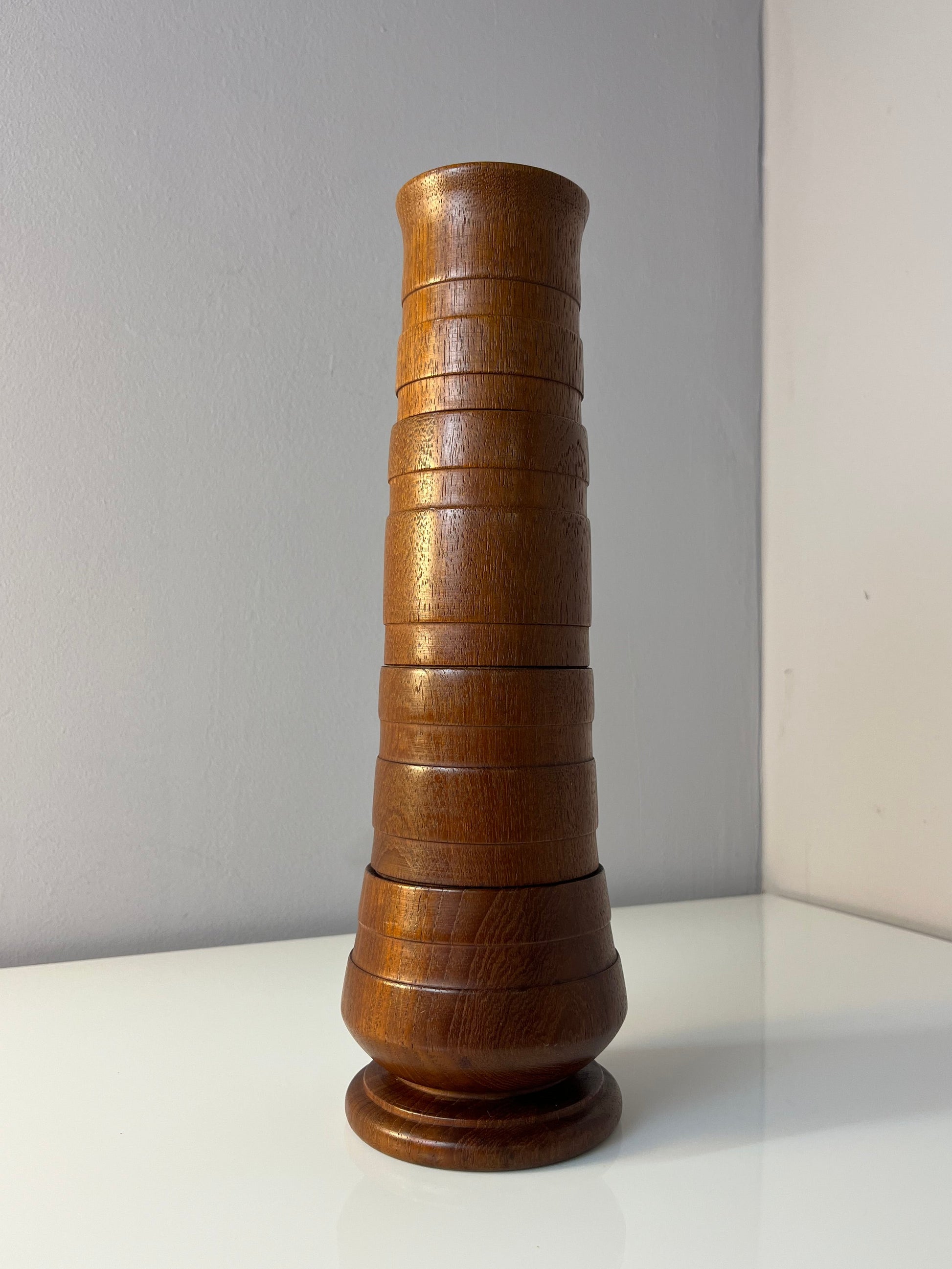 Stapelbare Vase Teak aus Dänemark