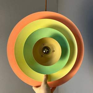 Lamellenlampe neu lackiert peach gelb mint aus Dänemark