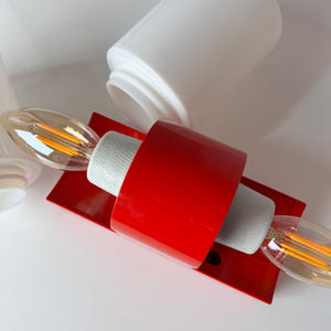 Badlampe rot Kunststoff & Opalglas