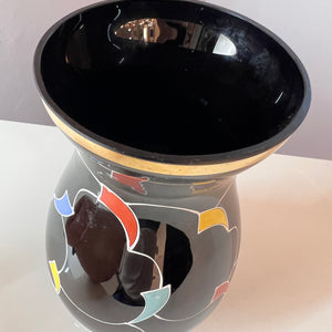 Vase schwarz Hyalithglas von Glasveredelung Karl Grossmann