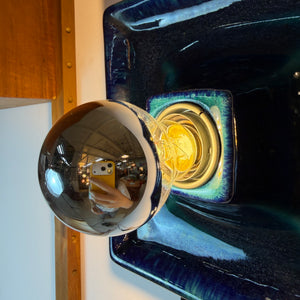 Quadratische Wandlampe blau Keramik von Hustadt Leuchten