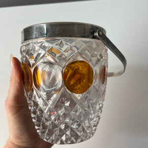 Eiskübel Kristallglas Silber mit Henkel